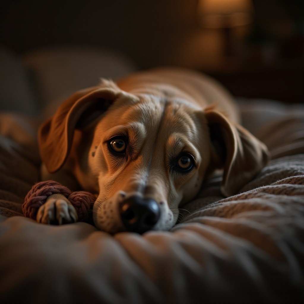 cachorro velho chorando à noite
