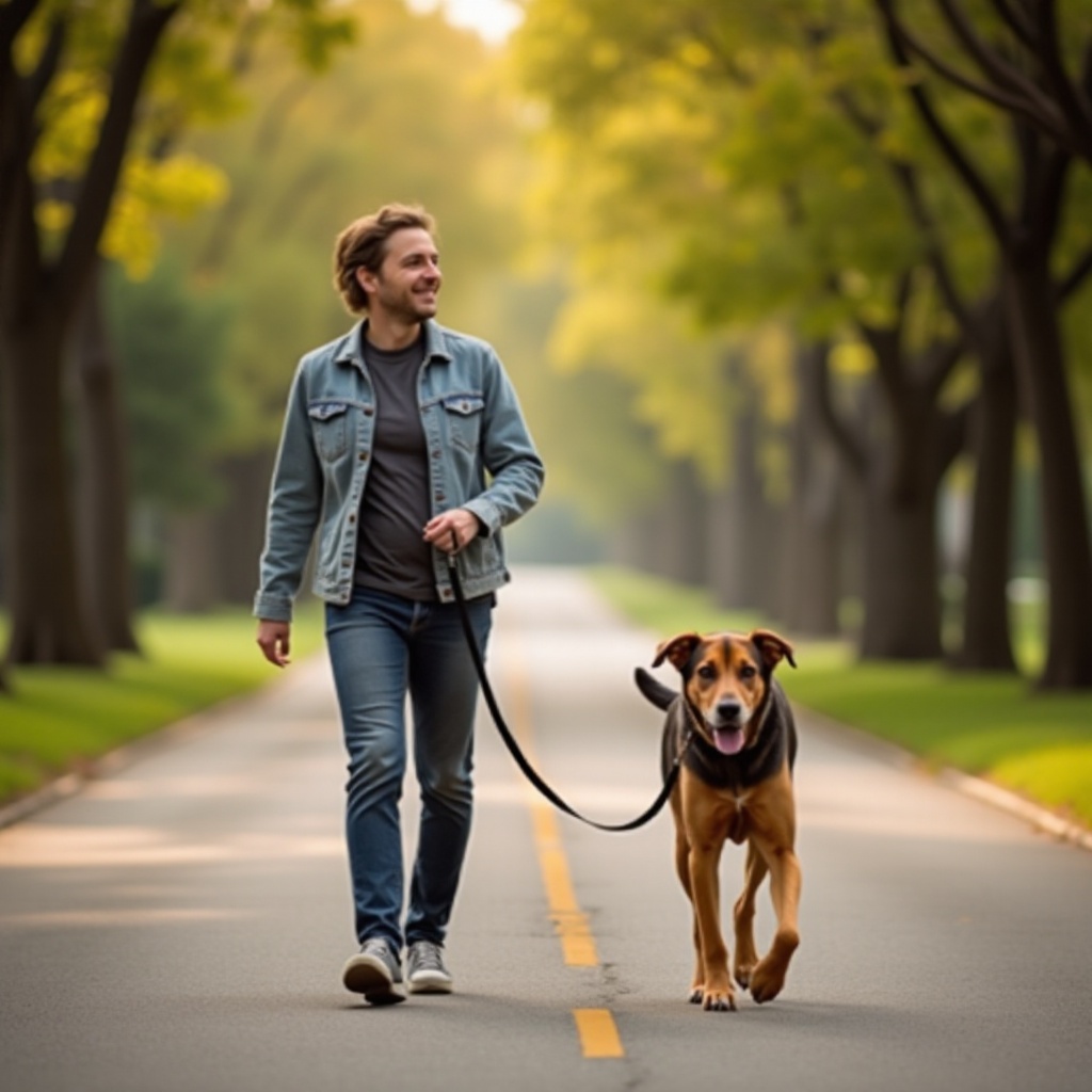 treinar o cão para andar ao lado