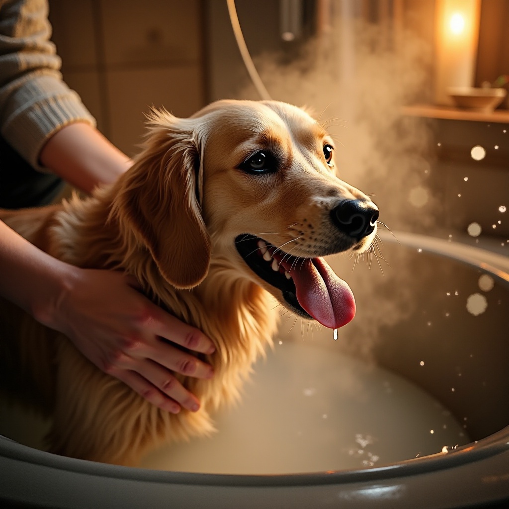 dar banho a um cachorro no inverno