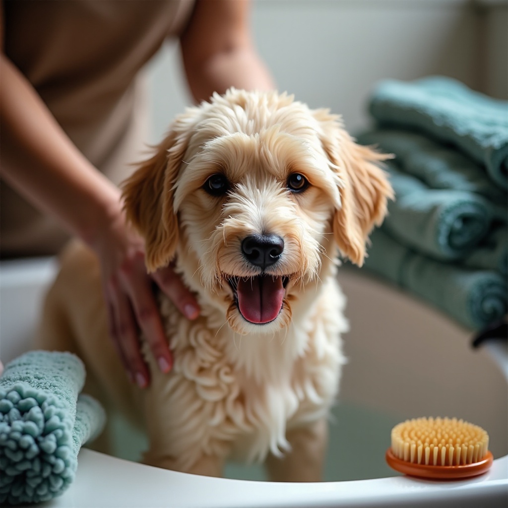 einen Hund im Winter baden