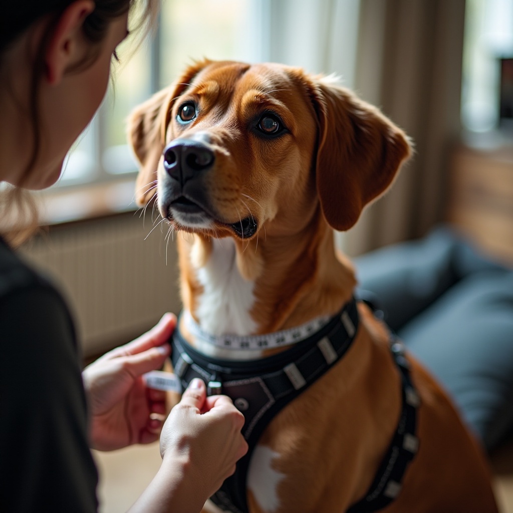 hoe meet je een hond voor een harnas
